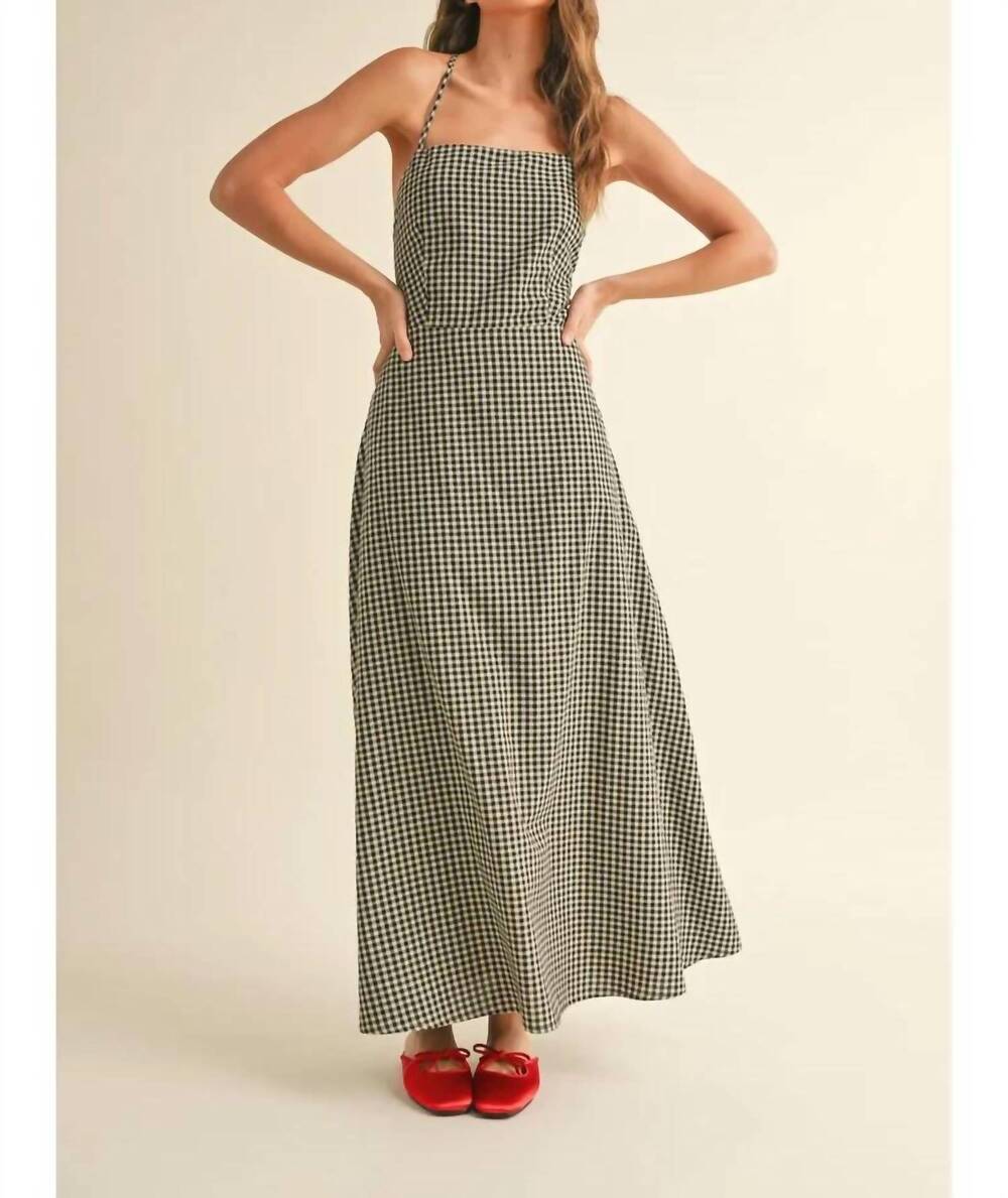 NEW MIOU MUSE gingham long dress in black/white